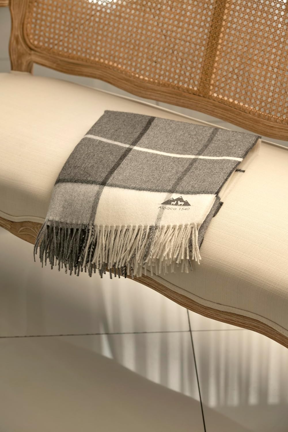Alpaca Blanket – Soft, Luxurious Lightweight Baby Alpaca Wool Blanket – 71” x 51” – Hypoallergenic Throw Blanket – Made in Peru (Charcoal Gray Plaid)