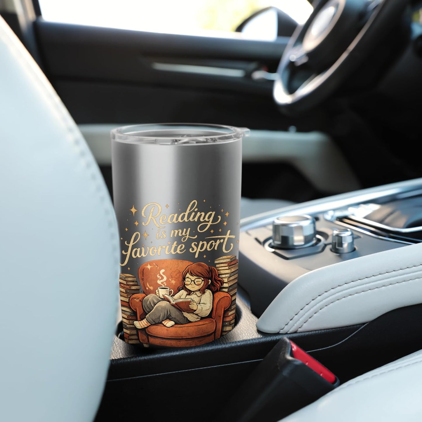 Reading is My Favorite Sport Retro Book Lover Girl Library Stainless Steel Insulated Tumbler