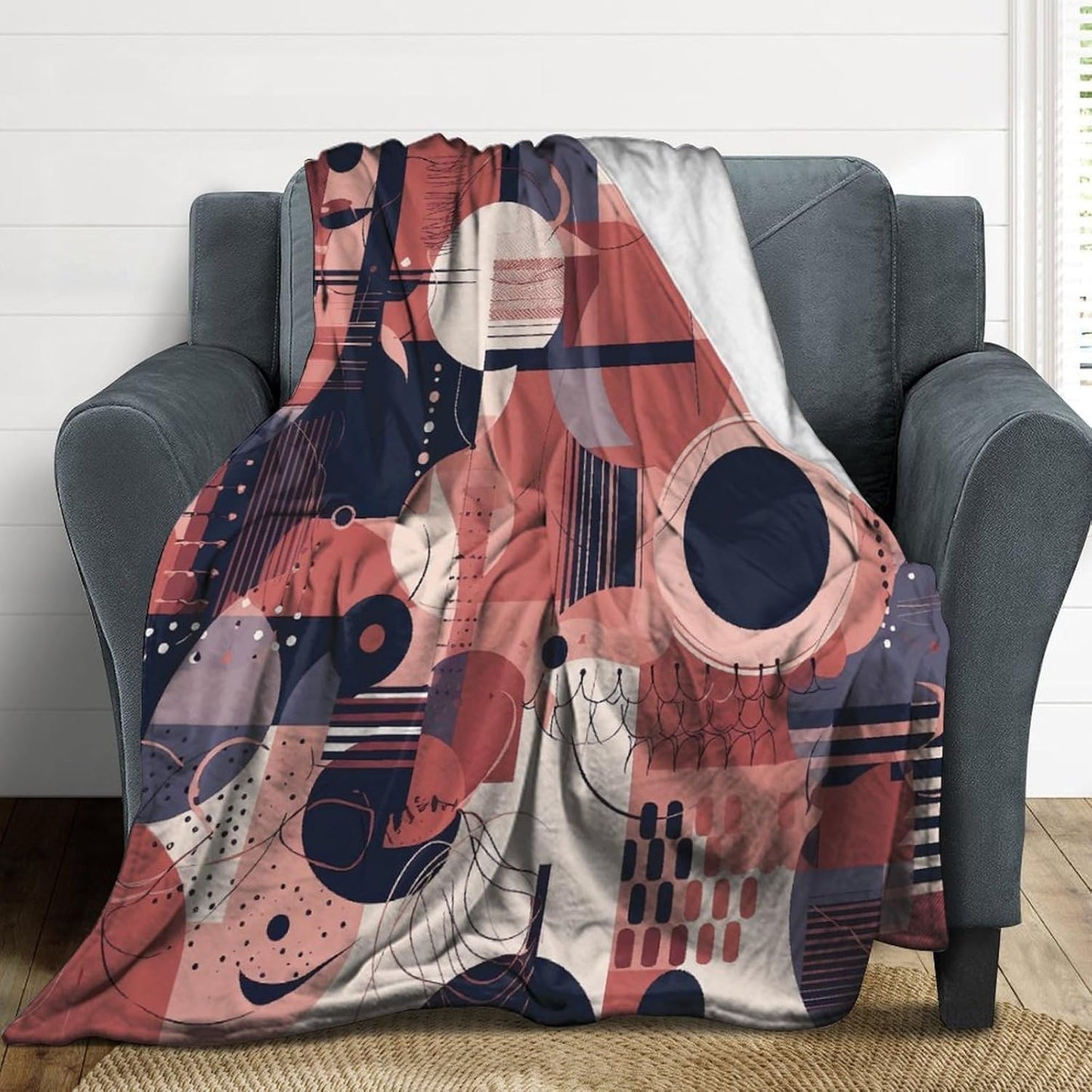 Soft Geometric Style Throw Blanket for Couch Super Soft Warm Lightweight Throw Blankets Cozy Flannel Bed Blanket Cute Decorative Blankets for All Seasons Home Decor Gift 60"*80"（150 * 200cm）