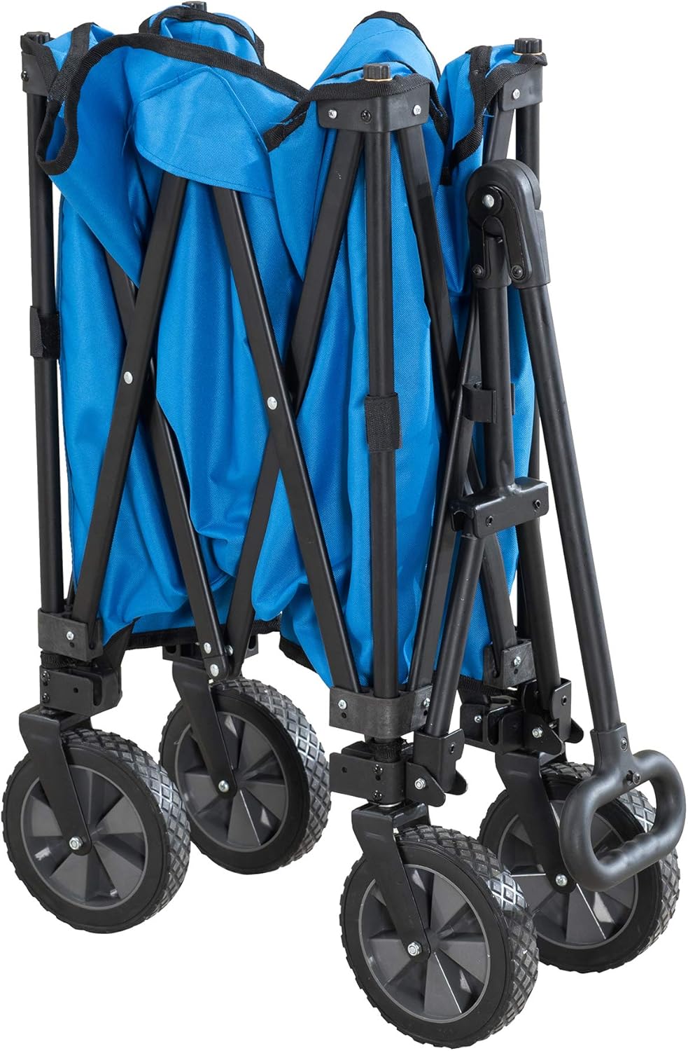 Sunjoy Collapsible Wagon with 255L Large Capacity, Utility Foldable Wagon Cart, Heavy Duty Beach Wagon with Big Wheels, Portable Garden Cart for Camping Fishing Sports Shopping, Blue