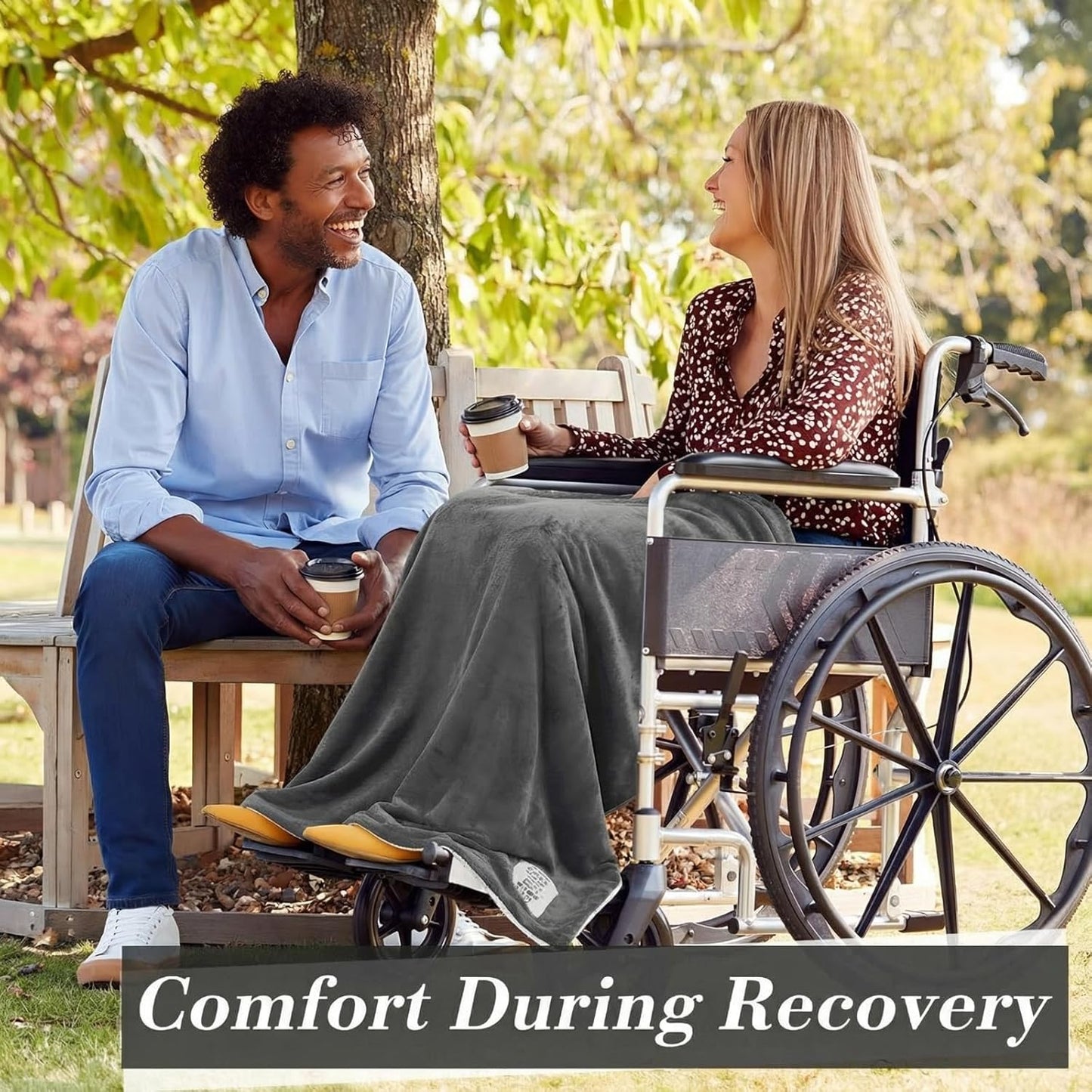 Moukeren Hug Sherpa Blanket for Women Men 60"x80" Healing Fleece Prayer Throw with Motivational Quotes Encourage Gift for Disabled Elderly Bedridden Hospital Chemo Patient Cancer Care Gift(Light Gray)