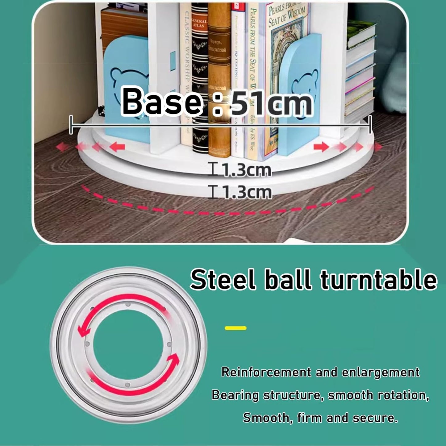 Mobile Storage Rack Freestanding Display Rack Tool Pegboard Garage,360 Rotating Corner Bookshelf Space Saving Floor Standing Bookcase with Storage Rack for Bedroom or Living Room Small and N