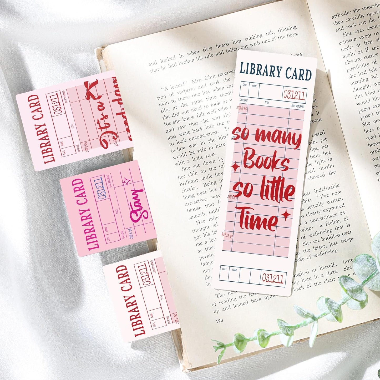 Vintage Bookmark Bulk Gifts - 100 Pcs Pink Library Card Paper Bookmarks for Women Girls Students Book Lovers Retro Quote Page Marks Reading Accessories Bookish Gift for Birthday Christmas