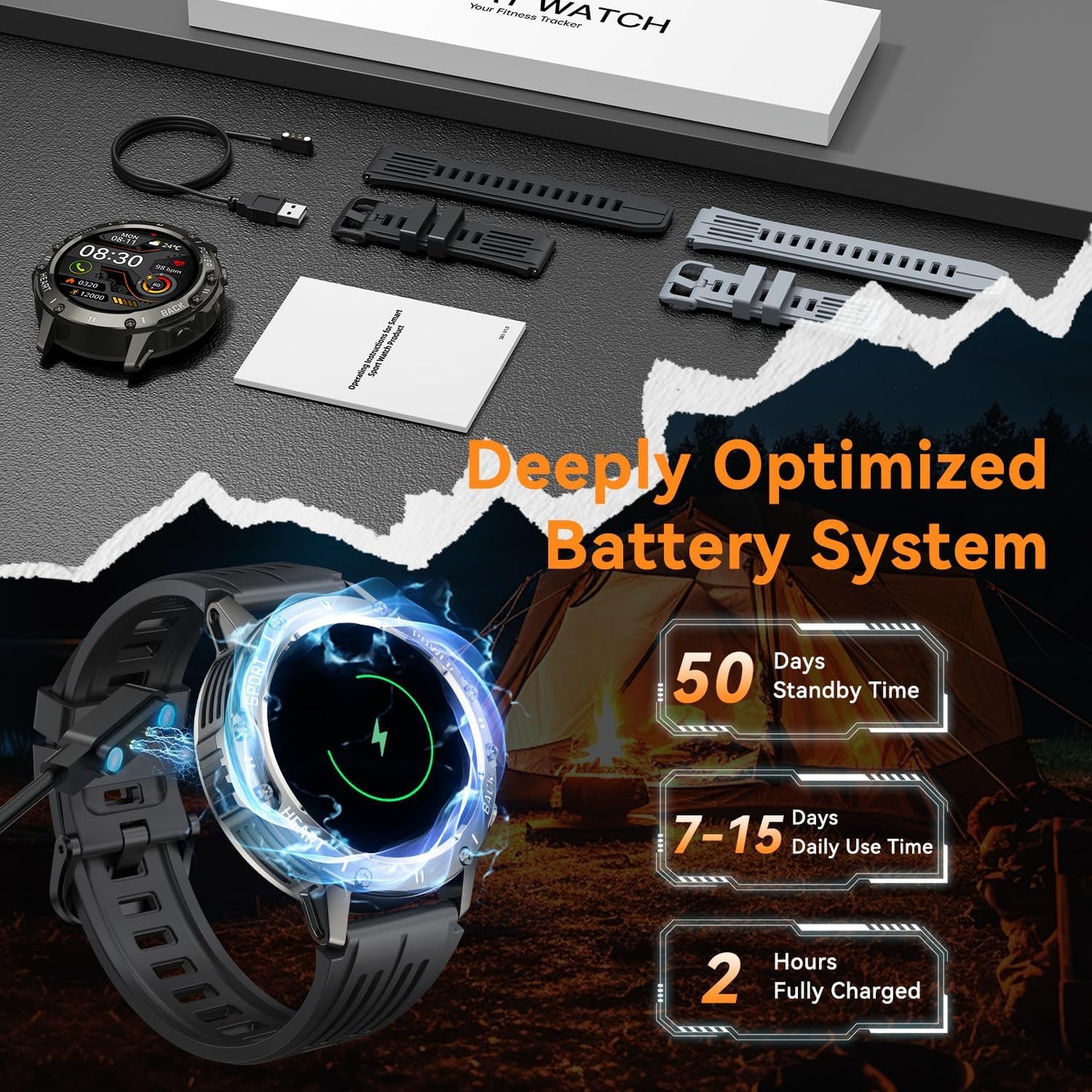 zhizhi Smart Watch for Men Fitness Tracker: Smart Watches for Android Phones iPhone Bluetooth Waterproof Make Answer Call Digital Mens Watches Heart Rate Monitor Running Smartwatch Samsung Compatible
