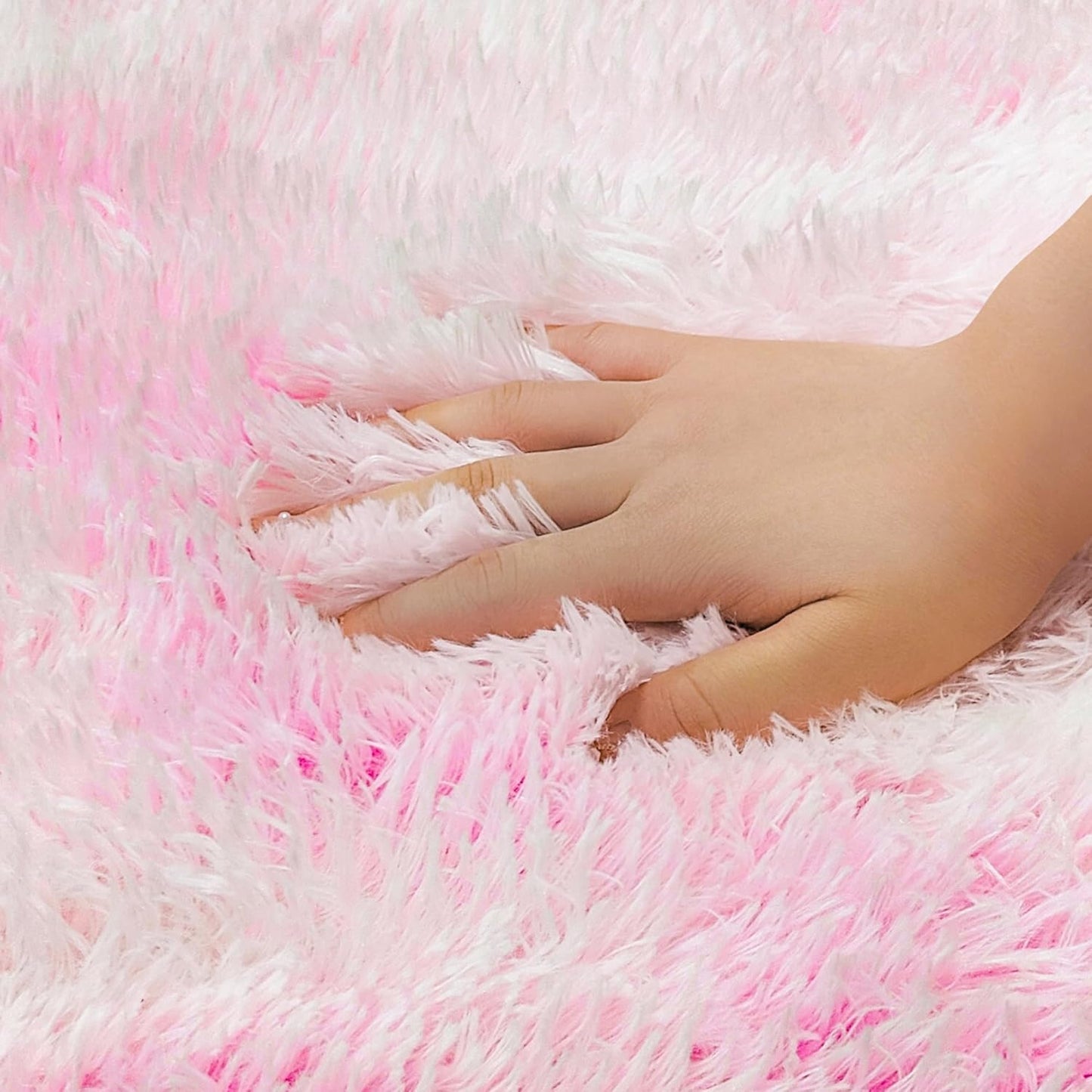 4x4 ft Pink Fluffy Round Rug for Girls Bedroom,Colorful Soft Shaggy Circular Area Rug Kids Cute Fuzzy Carpet Furry for LivingRoom Nursery Dorm Playroom Room Unicorn Decor Reading Nook Mat