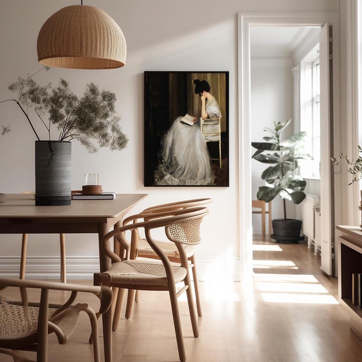 Poster Master Vintage Woman Reading Painting Poster - Retro Victorian Woman Print - Moody Art - Minimal Art - Gift for Men & Women - Decor for Bedroom, Living Room or Office - 8x10 UNFRAMED Wall Art
