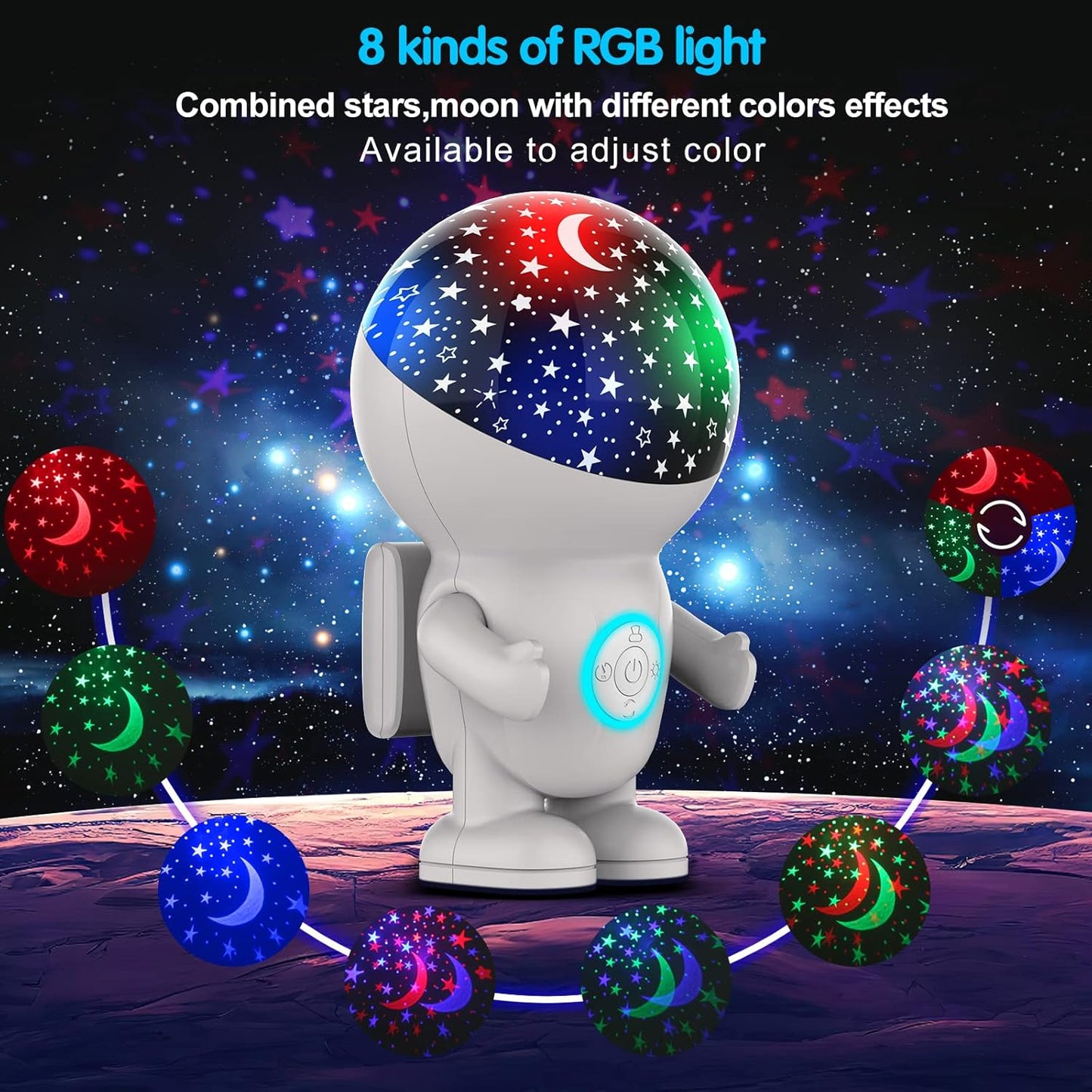 Night Light for Kids,Astronaut Star Projector with Energy Halo 1h Timer and 360 ° Rotation,Silent Operation,Durable and Safe Baby Night Light Ceiling Projector,Best Gifts for Boys Girls Bedroom Decor