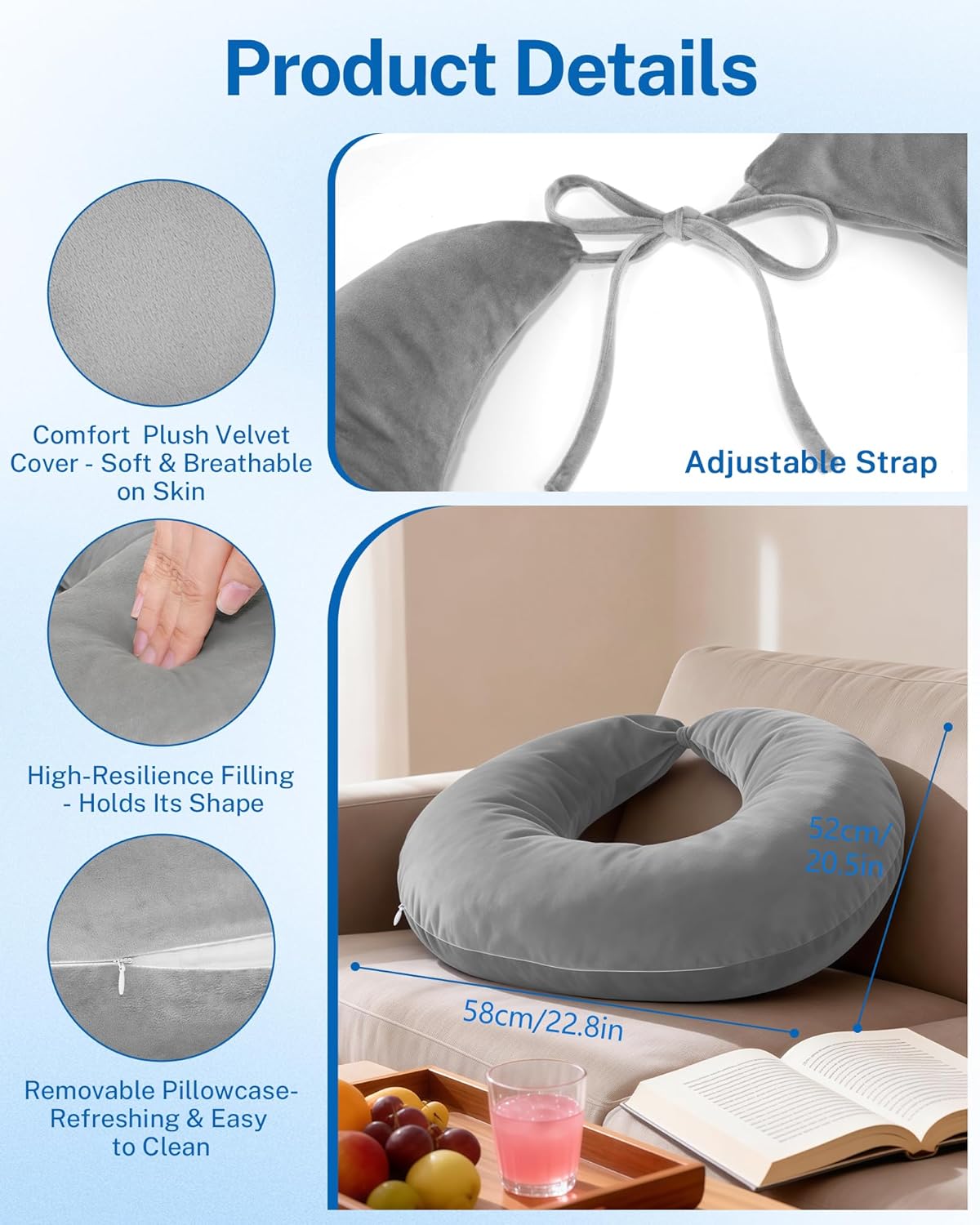Multi-Use Arm Support Pillow - Ideal for Gaming, Office Work, Reading & Travel, All-Ages Ergonomic Design Helps Relieve Arm Fatigue, Machine Washable & Portable