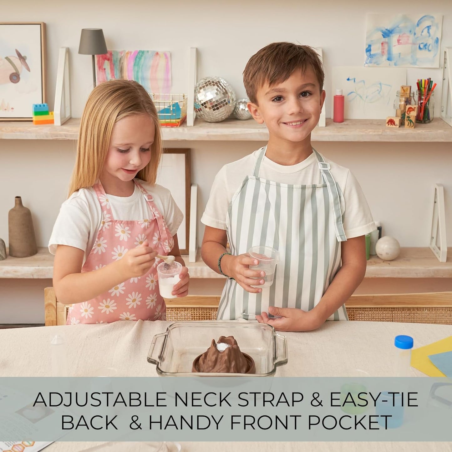 ZICOTO Kids Apron for Girls & Boys - Toddler Apron with Pocket for Cooking, Baking & Crafts - Christmas Gift for Little Chef