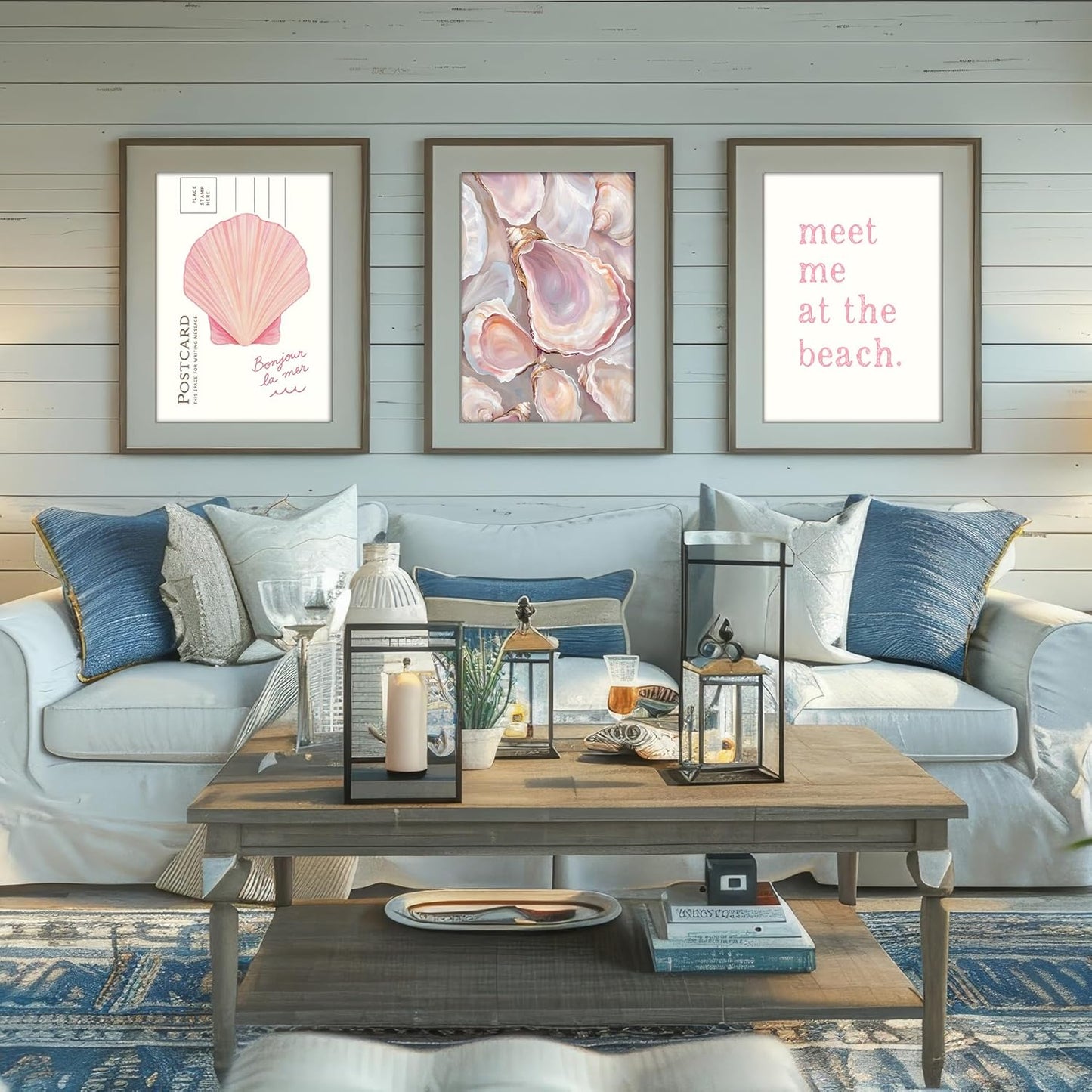 Eastern Print Pink Beach Coastal Wall Art, Preppy Room Decor With Shells & Seaside Quotes, Oyster, Granddaughter Aesthetic Summer Print, Beach Poster Artwork For Girls Dorm & Bedroom, UNFRAMED 8x10