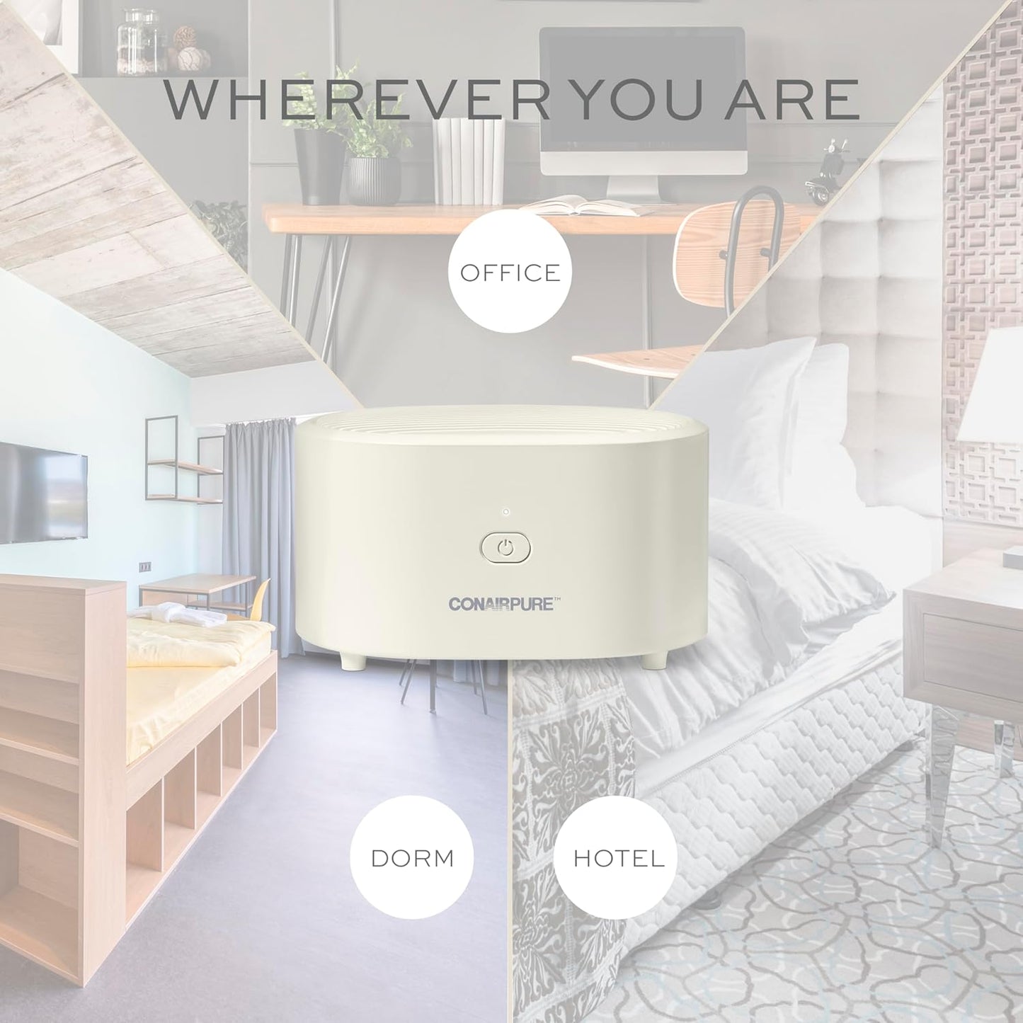 Conair Portable Small Air Purifier, Rechargeable Corded/Cordless, HEPA Air Filter, Allergy Relief, Dust, Pollen, Odor Control, Bedroom, Dorm Room, Small Room