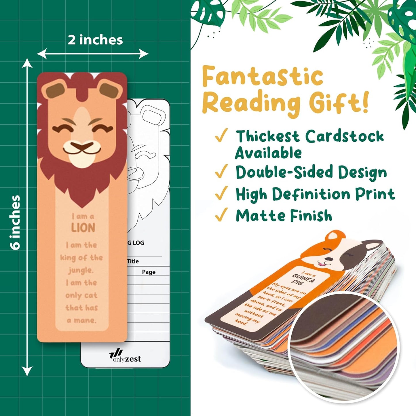 100 Bulk Bookmarks for Kids 2x6 inches – Multiple Designs – 20 Different Animal Fun Facts – Book Marks for Reading, Kids Classroom Rewards, Student Incentives, Supplies for Teachers