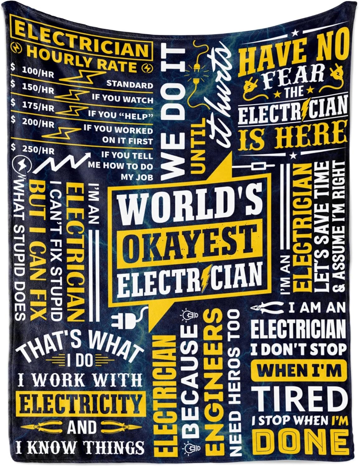 InnoBeta Electrician Gifts for Men, Throw Blanket for Dad, Husband, Father's Day, Christmas, Birthday - 50" X 65"