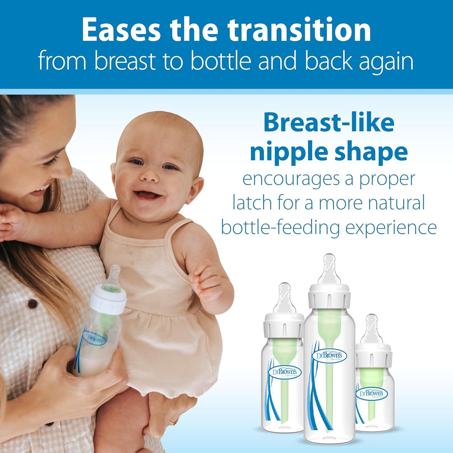 Dr. Brown's Natural Flow Level 1 Narrow Baby Bottle Silicone Nipple, Slow Flow, 0m+, 100% Silicone Bottle Nipple, 6 Count (Pack of 1)