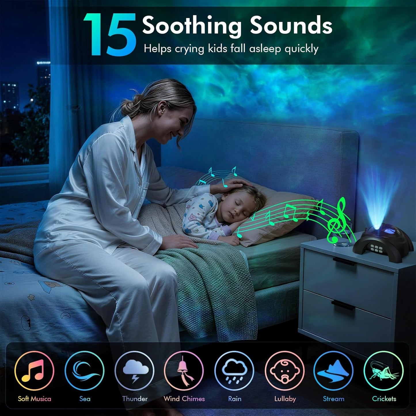 Rossetta Dual Lens Galaxy Projector, Star Projector for Bedroom with 58 Light Effects, Night Light Projector with White Noise & Bluetooth Speaker, Remote Timer, Easter Room Decor Gift for Kids Adults