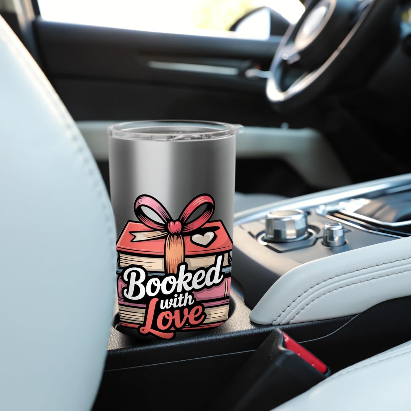 Booked with Love Romantic Reader Quote Valentine Book Lover Stainless Steel Insulated Tumbler