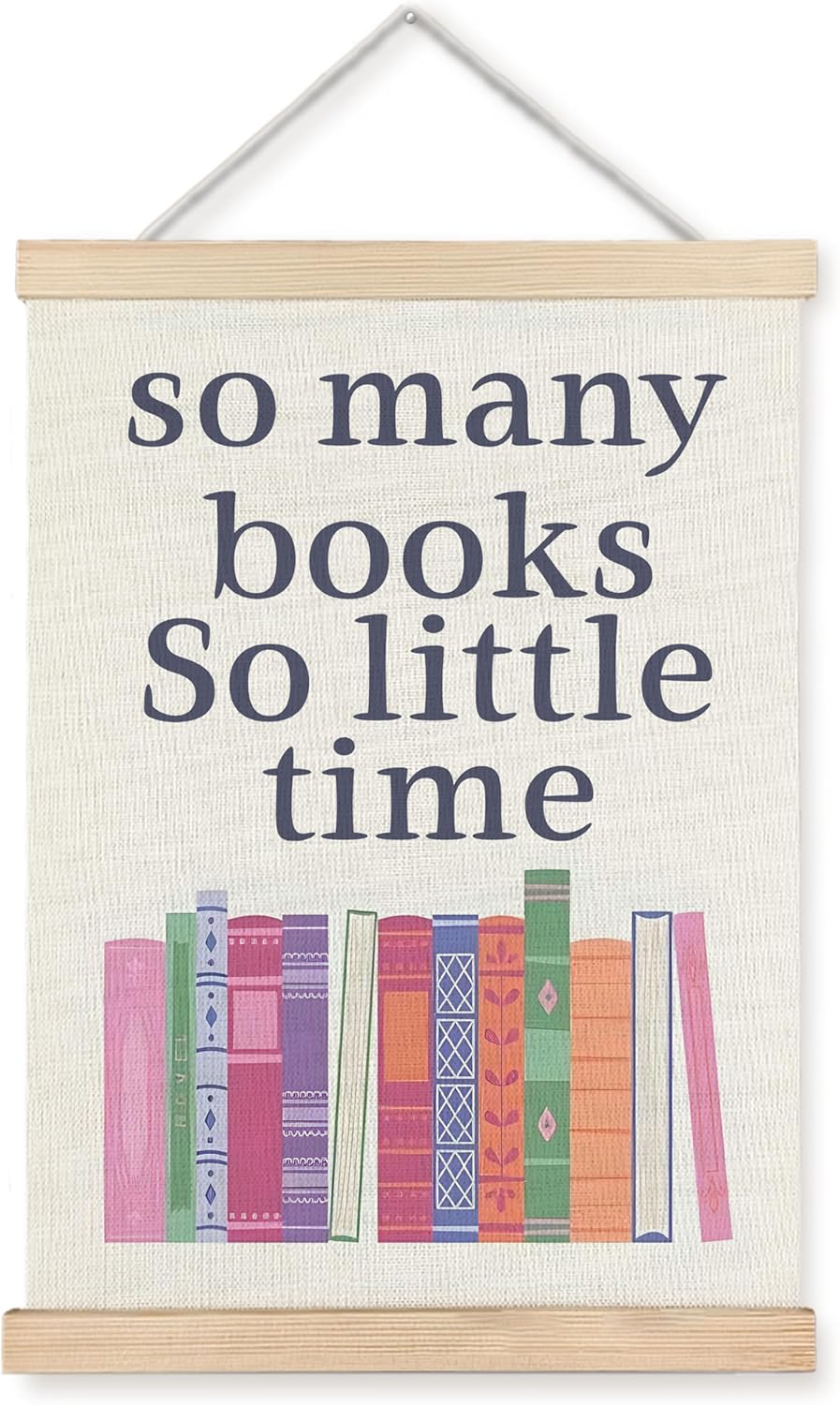 WUCHJ Reading Book Wall Art Poster, Reading Nook Decor, Gifts for Book Lovers Readers, So Many Books So Little Time Canvas Prints Artwork for Classroom Library Reading Corner Room Decor, 12x16 Inch
