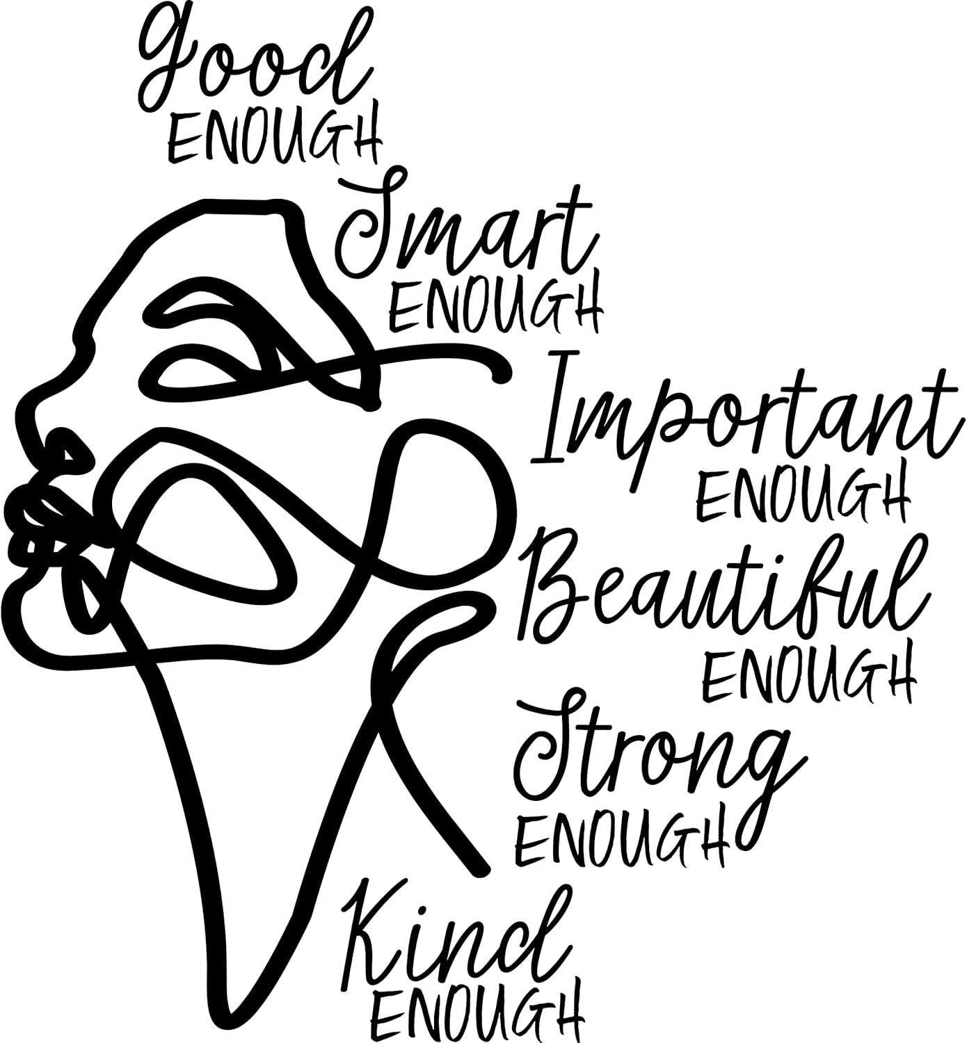 My Vinyl Story Inspirational Wall Decals for Women Line Art Set Quote Sticker Motivational Office Decor for Girls Wall Art Vinyl for Livingroom Bedroom Bathroom Classroom