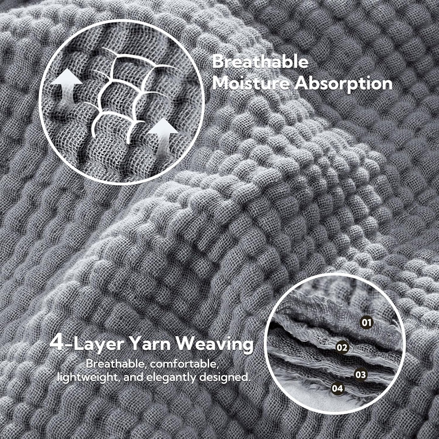 SOULFUL Muslin Throw Blanket with Tassels - Soft King Size Cotton Throw Blanket for Couch or Bed, Lightweight and Breathable Gauze for All Seasons, LightChampagne, 108" x 90"