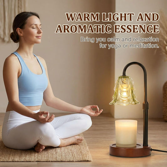 Candle Warmer Lamp, Adjustable Height Table Lamp with Timer (2/4/8h), Flameless Wax Melter for Jar Candles, Safe Home Décor for Bedroom, Living Room, Holiday Gifts (Green-H)