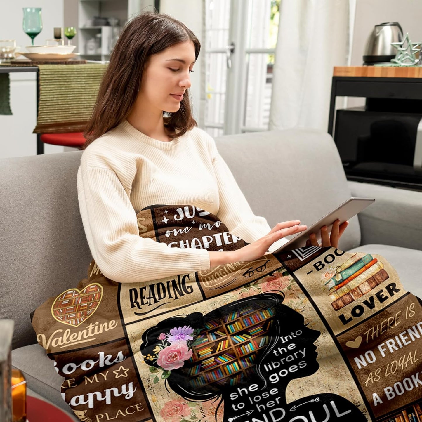 Book Lovers Gifts - Gifts for Book Lovers - Booklover Gift for Women - Bookworm Librarian Readers Booklover Bookish Reading Accessorie Blankets Present for Women Girls - Books Lover Blanket 50"X60"