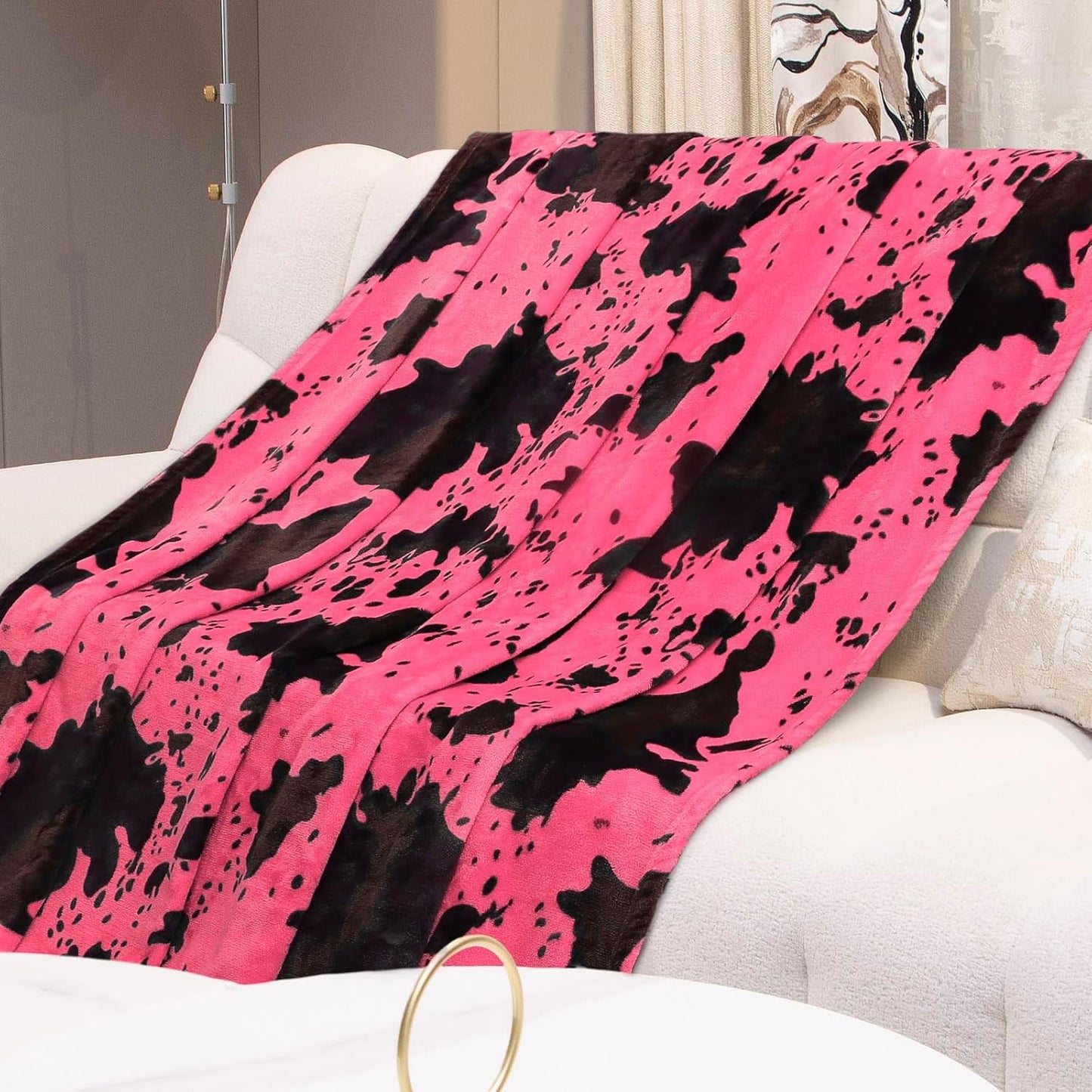 Hot Pink Throw Blanket for Women, Soft Warm Cozy Fleece Blanket for Teenage Girl Dorm Bedroom Y2K Room Decor, Cute Pink Gifts for Birthday, Graduations, Mother’s Day & Easter, 50x60 Inches