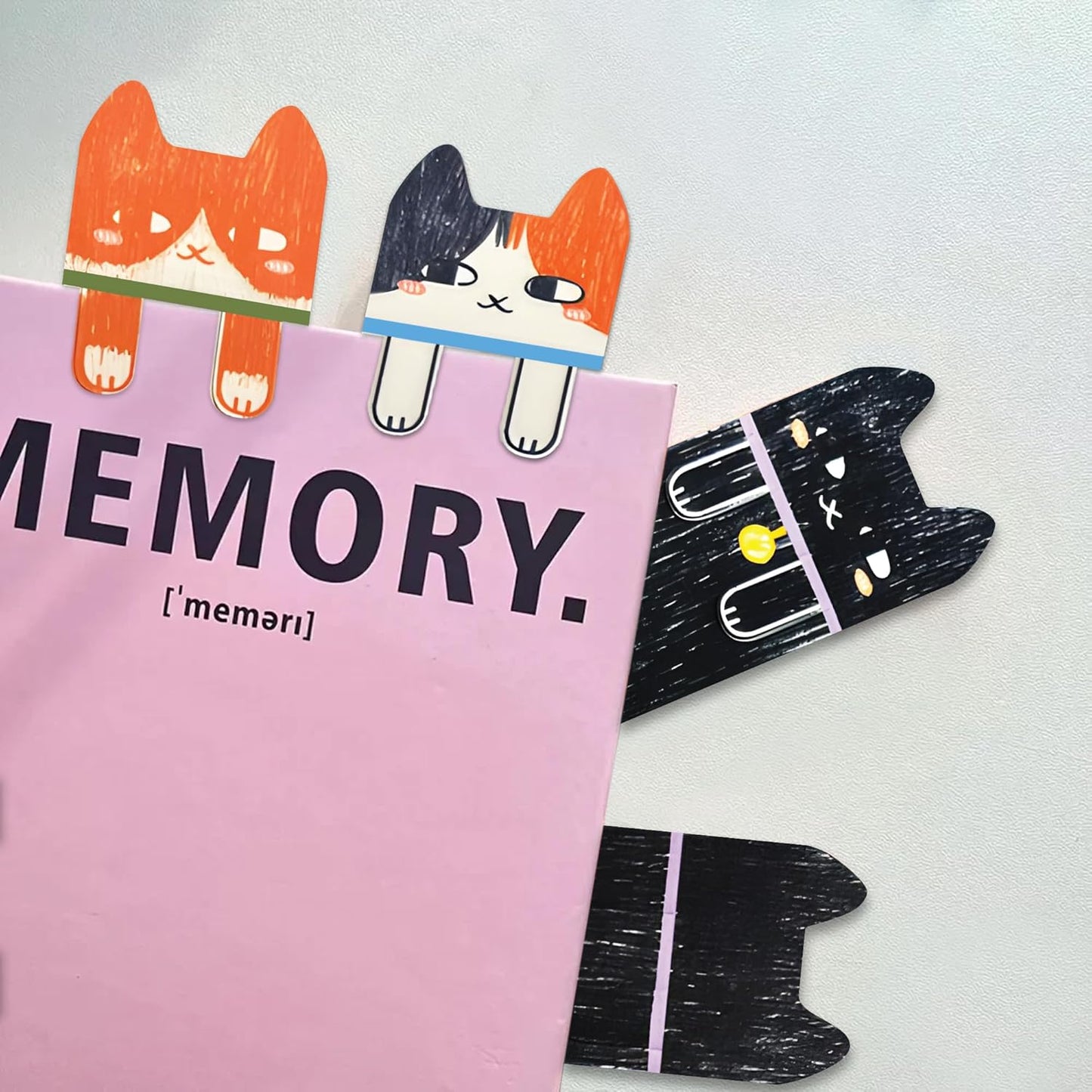 3pcs Cute Cat Bookmarks – Paper Animal Bookmarks for Reading, Fun Page Markers for Books, Journals & Planners