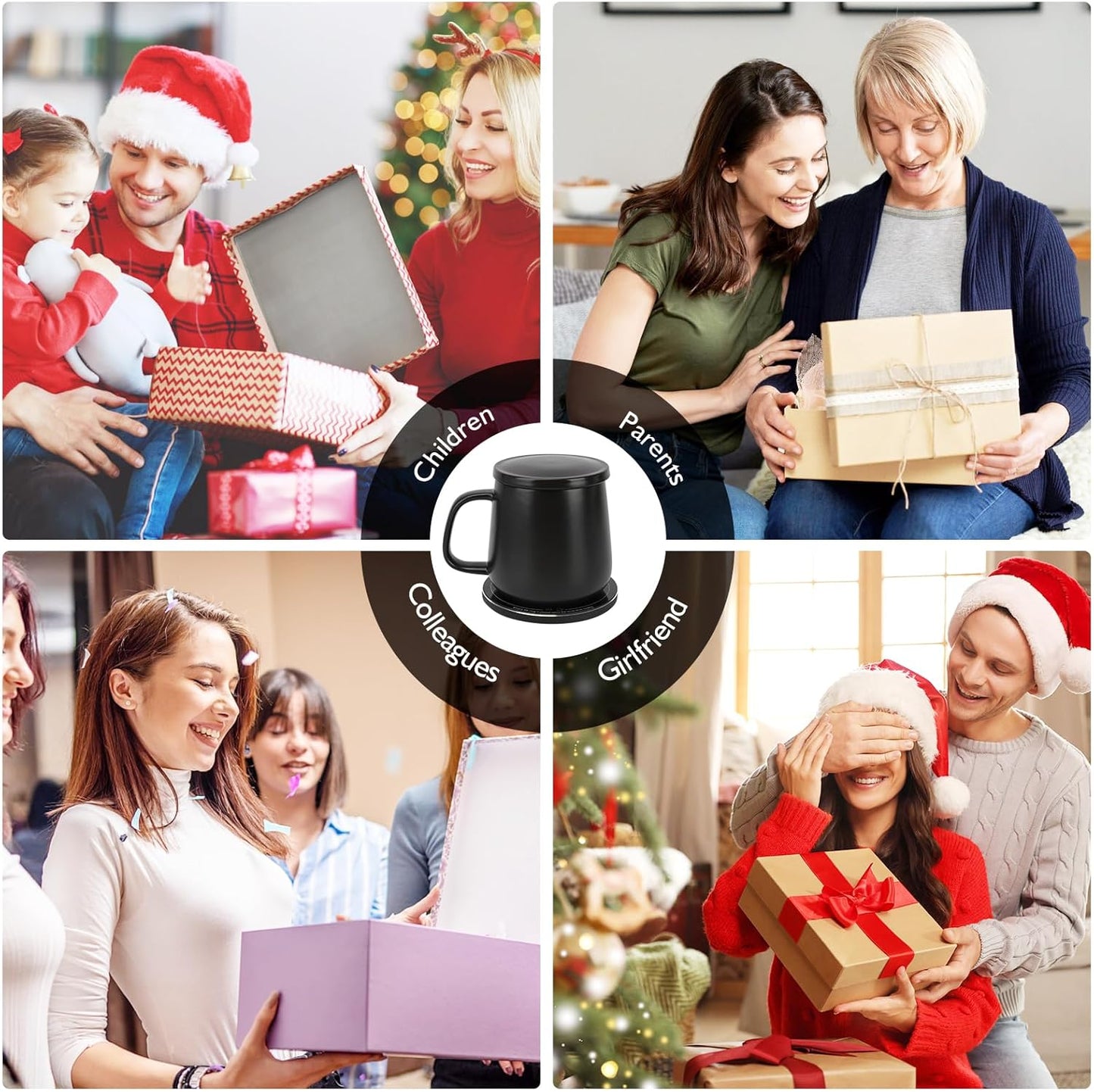 APEKX Warm Cup Coffee Mug Warmer Set - Smart Stable Constant Temperature 131°F, 15W Wireless Charging, 12.8 oz Capacity - Supports USB-C Interface, Automatic Power On/Off Function (4 H). (Black)