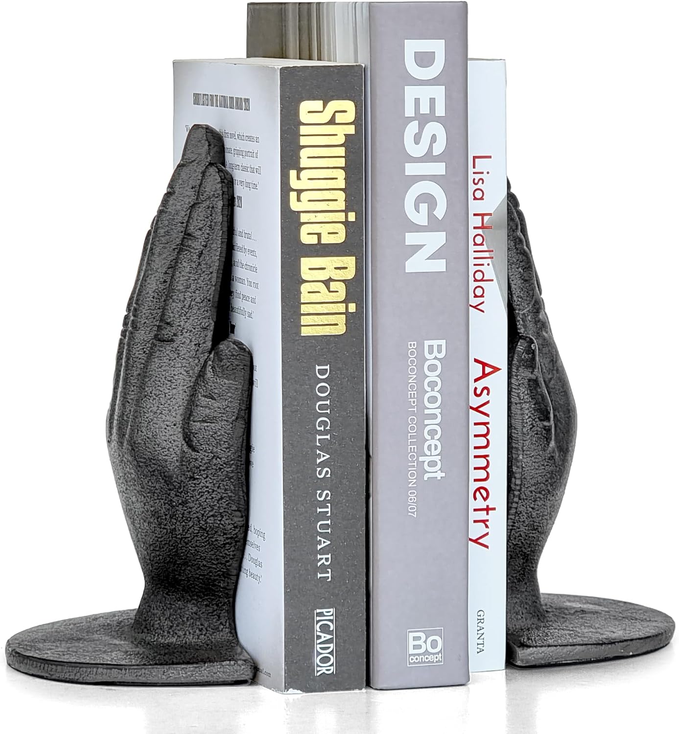 Ambipolar Hands Style Decorative Bookends - Antique Black Cast Iron Decorative Accent for Home Decor, Bookshelf, Living Room Decor, Decorative Bookends for Heavy Books
