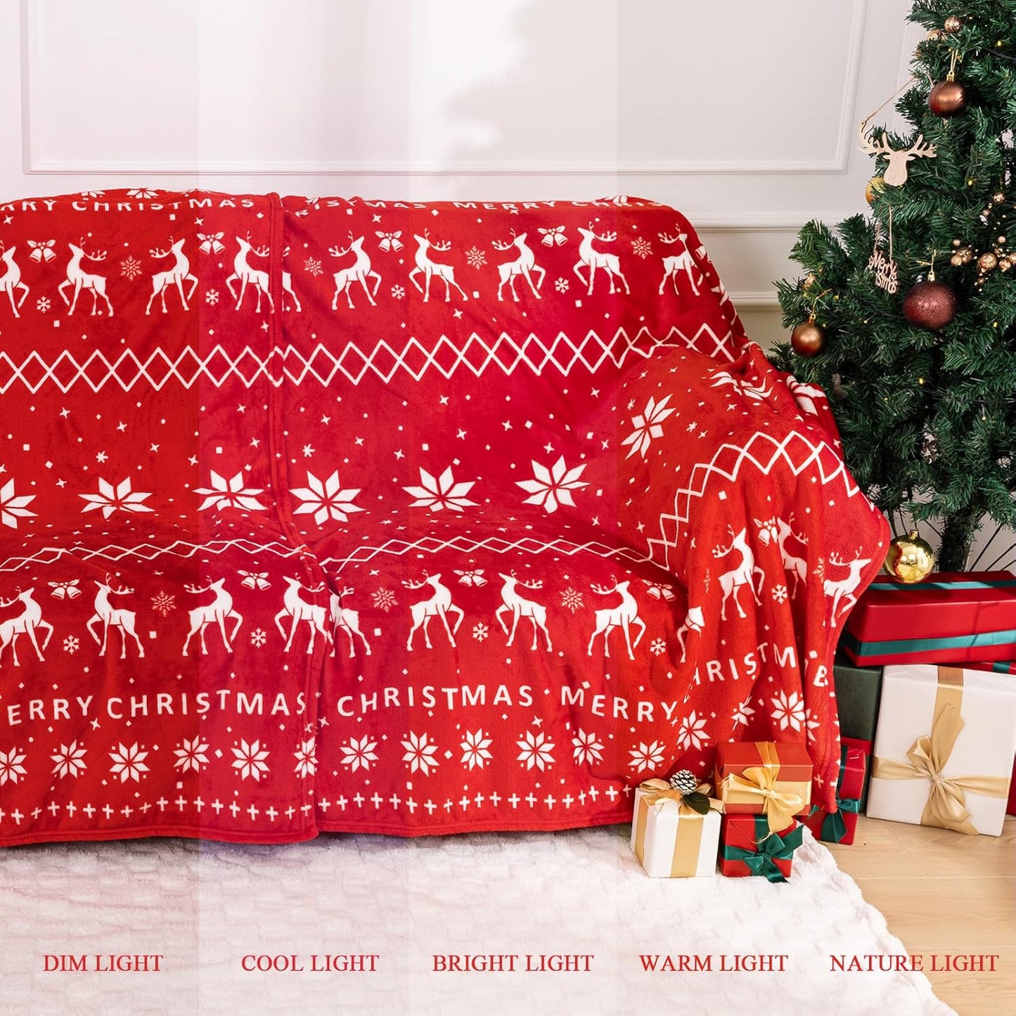 Fleece Throw Blanket Super Soft Cozy Bed Throws 60" x 80", Lightweight Fuzzy Comfy Textured Flannel Blanket Warm Plush Christmas Decor Throw Blankets for Couch, Sofa, Bed