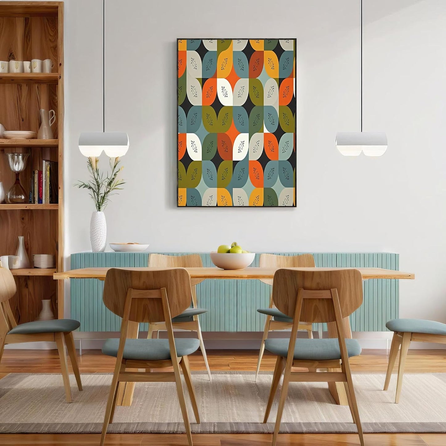GDJSMIN Abstract Shapes Wall Art, Geometric Patterns Poster for Reading Room Living Room Decor 24 x 36 inch Unframed