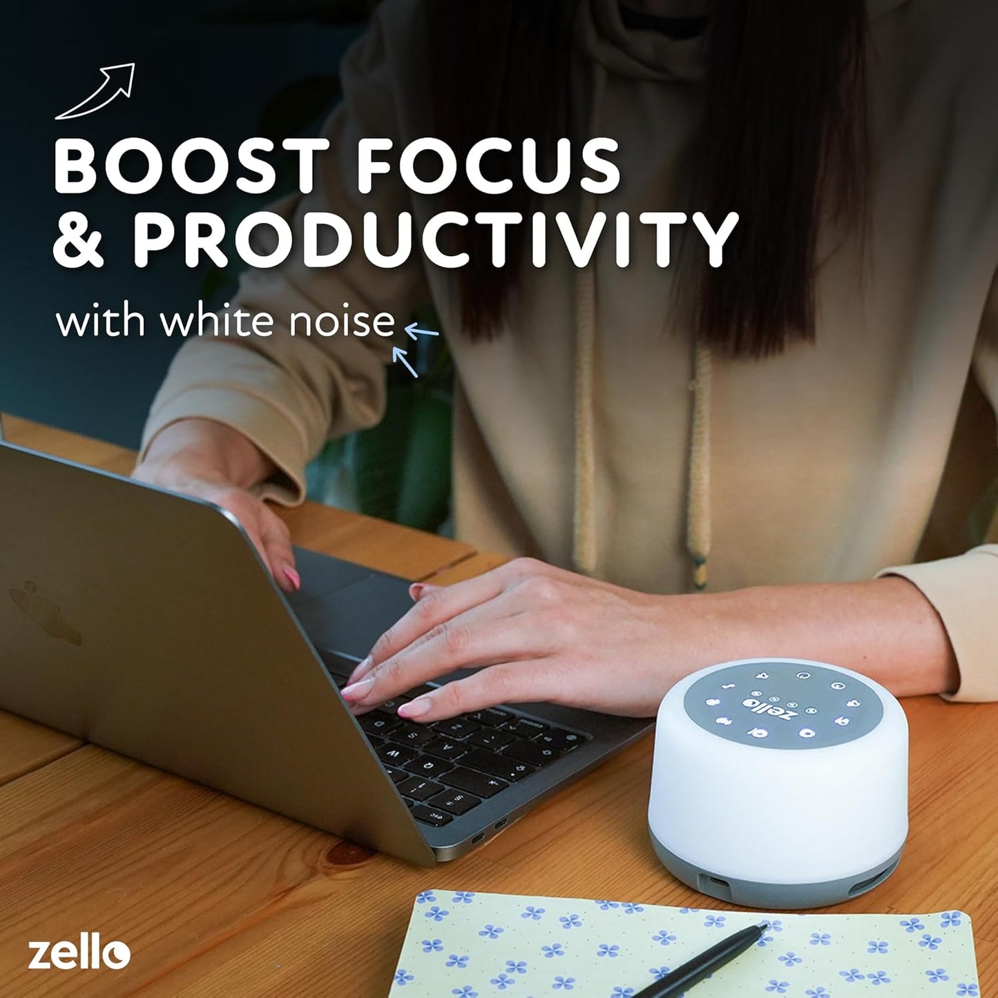 Zello | Original White Noise Machine for Babies & Adults | 30 Sounds | 7 Colour Night Light | Sleep Timer | USB Rechargeable | White Noise Machine Baby | Sleep Aid