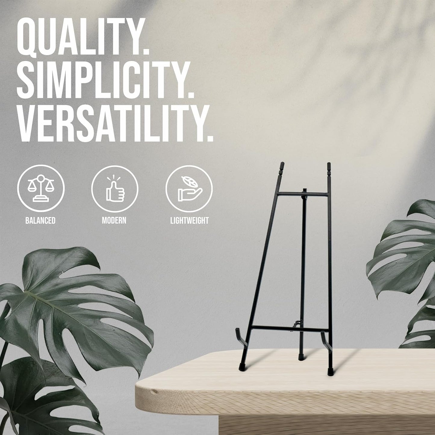 Red Co. 15” Tall Modern Metal Tripod Plate Stand and Art Holder Easel, Black
