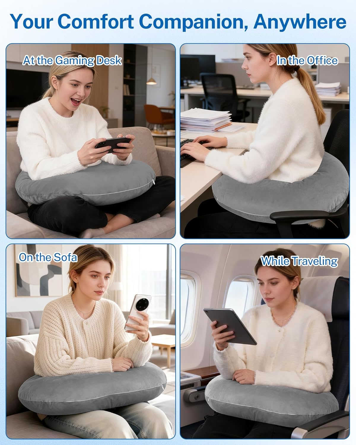 Multi-Use Arm Support Pillow - Ideal for Gaming, Office Work, Reading & Travel, All-Ages Ergonomic Design Helps Relieve Arm Fatigue, Machine Washable & Portable
