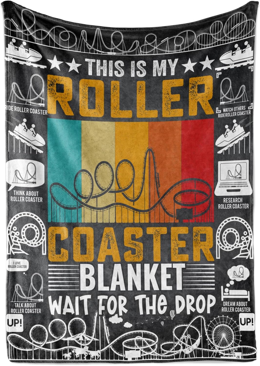 Roller Coaster Gifts for Boys & Girls, Funny Blanket Gifts for Roller Coaster Lovers, Soft Flannel Blanket, 65 x 50 inches - Funny Sayings