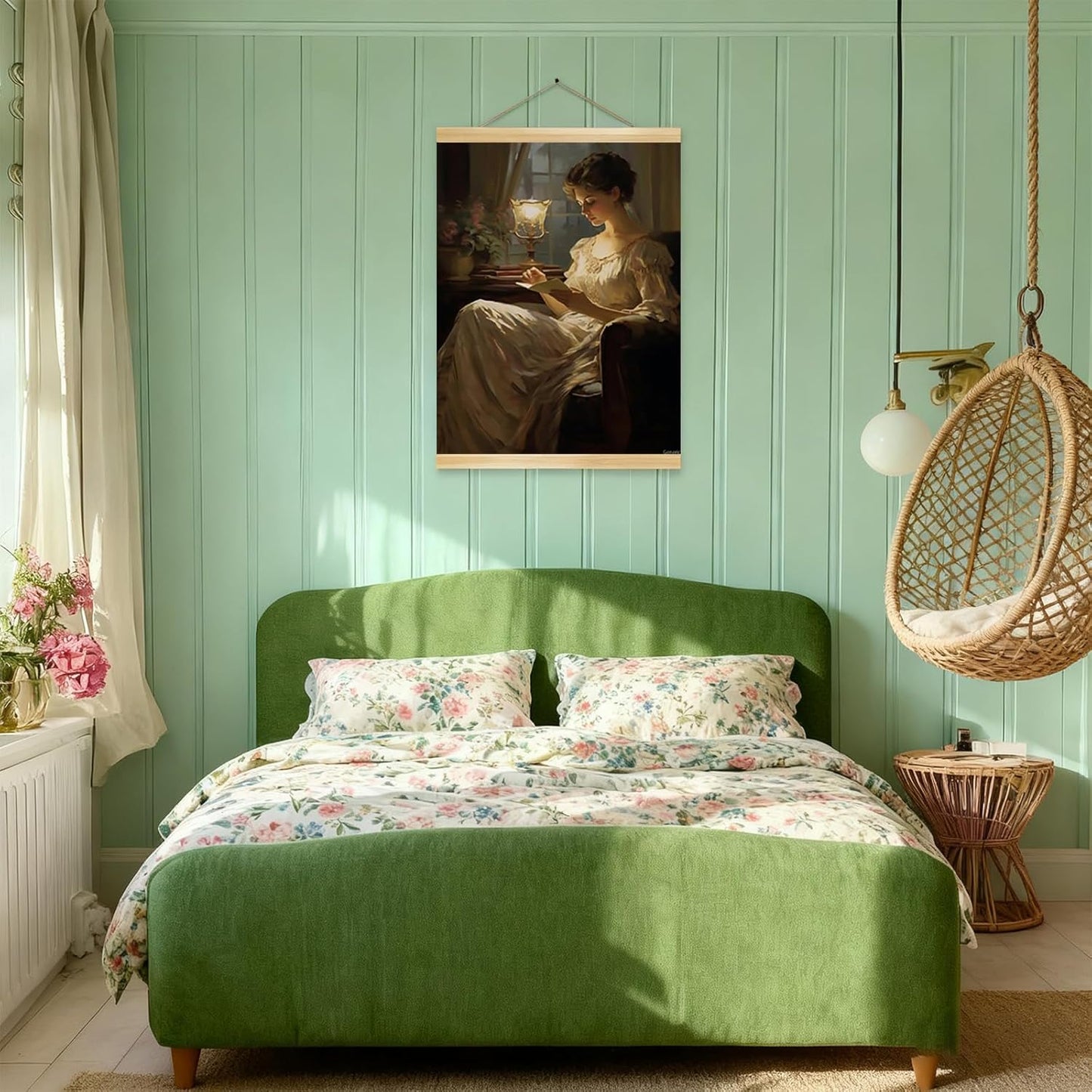 Victorian Reading Moody Victorian Female Art Poster Canvas Art Retro Artwork Aesthetic Home Decor Minimalism Abstract Print for Office Bedroom Living Room Bathroom Wall Decor Framed 12x16inch