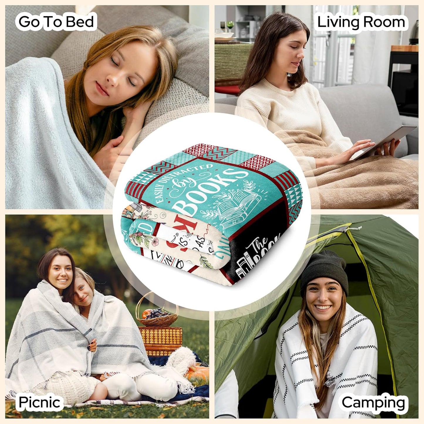 Book Lovers Gifts, Reading Blanket Gifts for Book Lovers, Reader Gifts for Birthday Christmas, Books Club Bookish Bookworm Librarian Teacher Gift, Soft Flannel Throw Blanket 60"x 50"