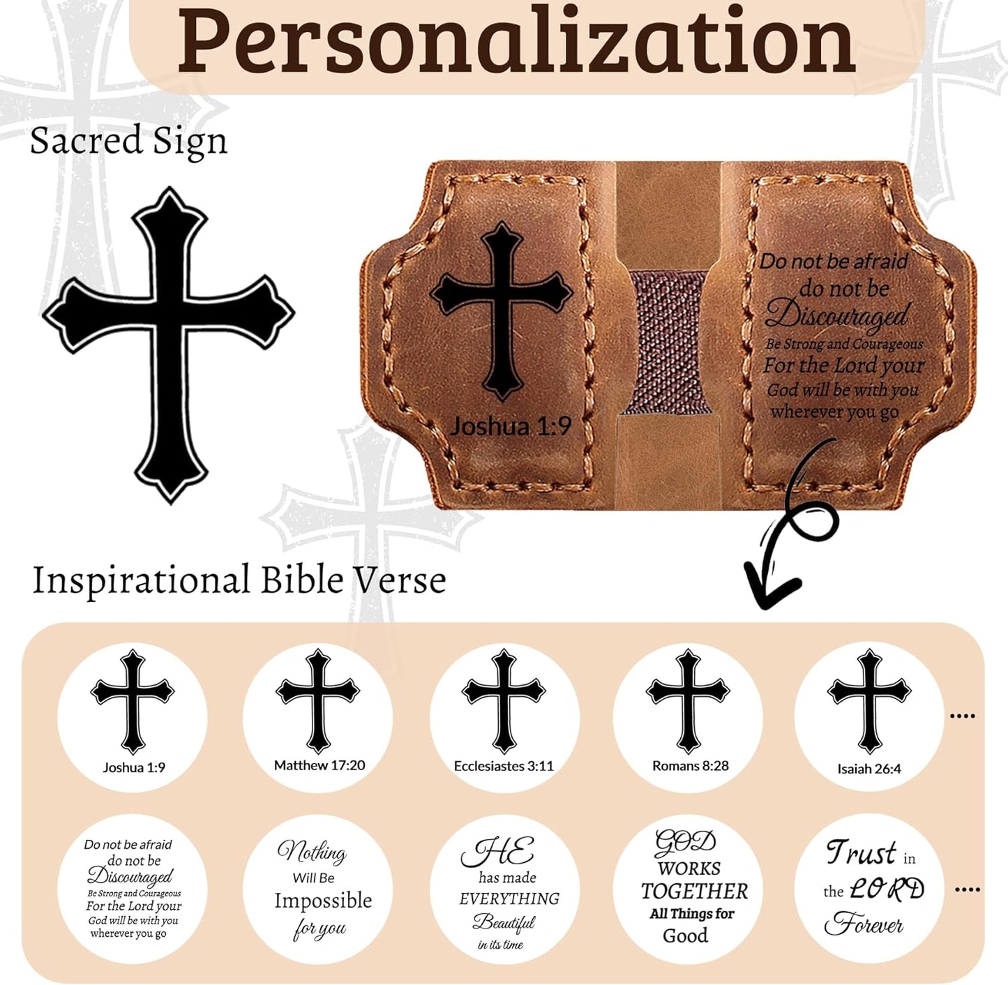 Personalized Leather Bookmark with Pen Holder - Magnetic Bible Verse Design, Christian Book Lovers Reading Accessory, for Book Lovers Men Women (Brown, Psalm 119:105)