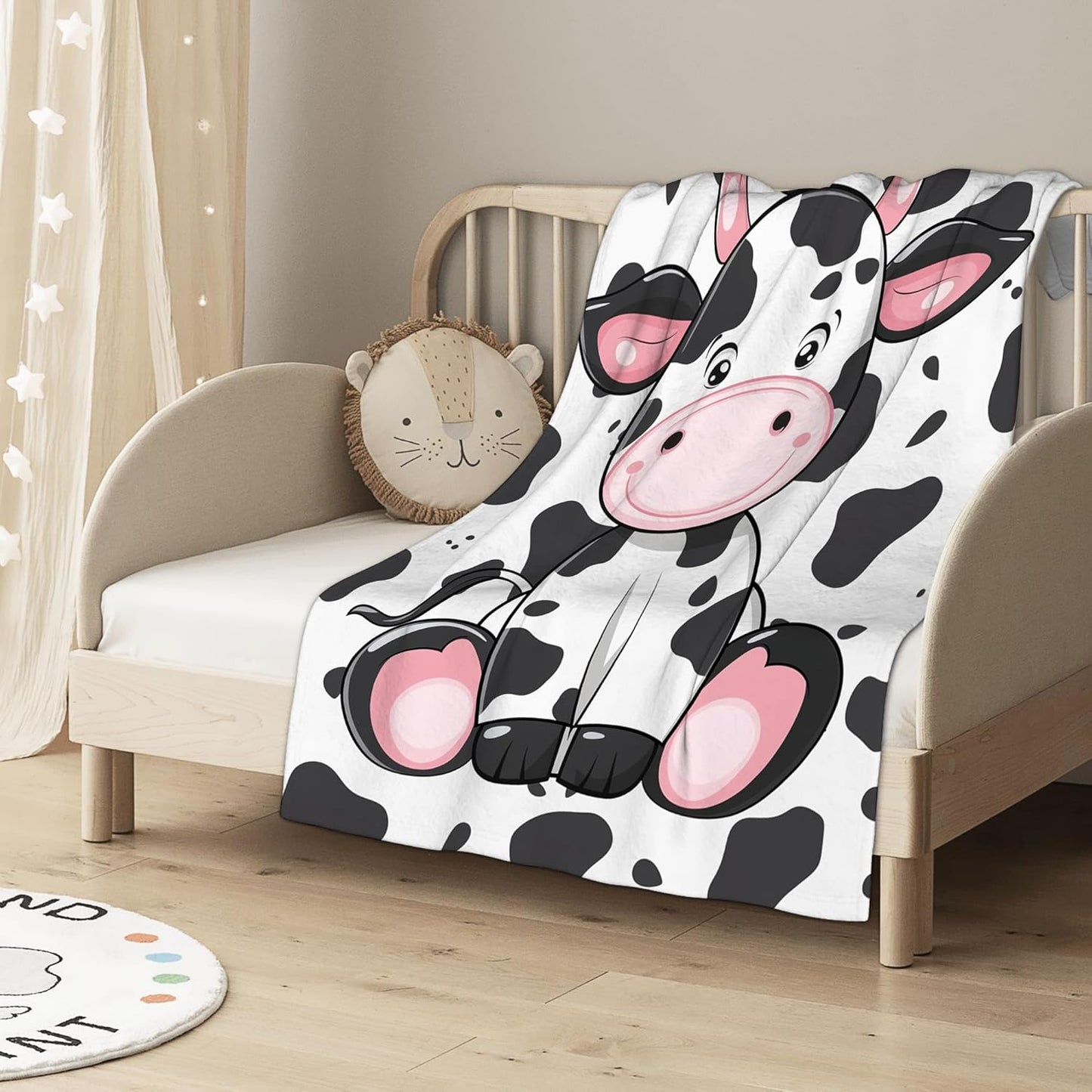 Cute Cow Throw Blanket, Cartoon Blanket Throw for Adults, Lightweight Soft Cozy Blanket for Couch Sofa Bed Room Decor 50x60 Inches