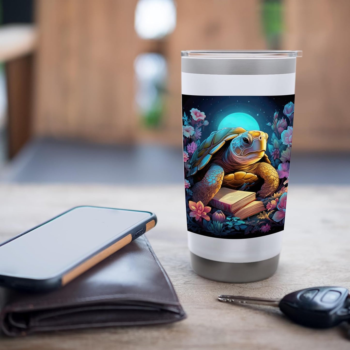 Turtle Reading A Book Stainless Steel Insulated Tumbler