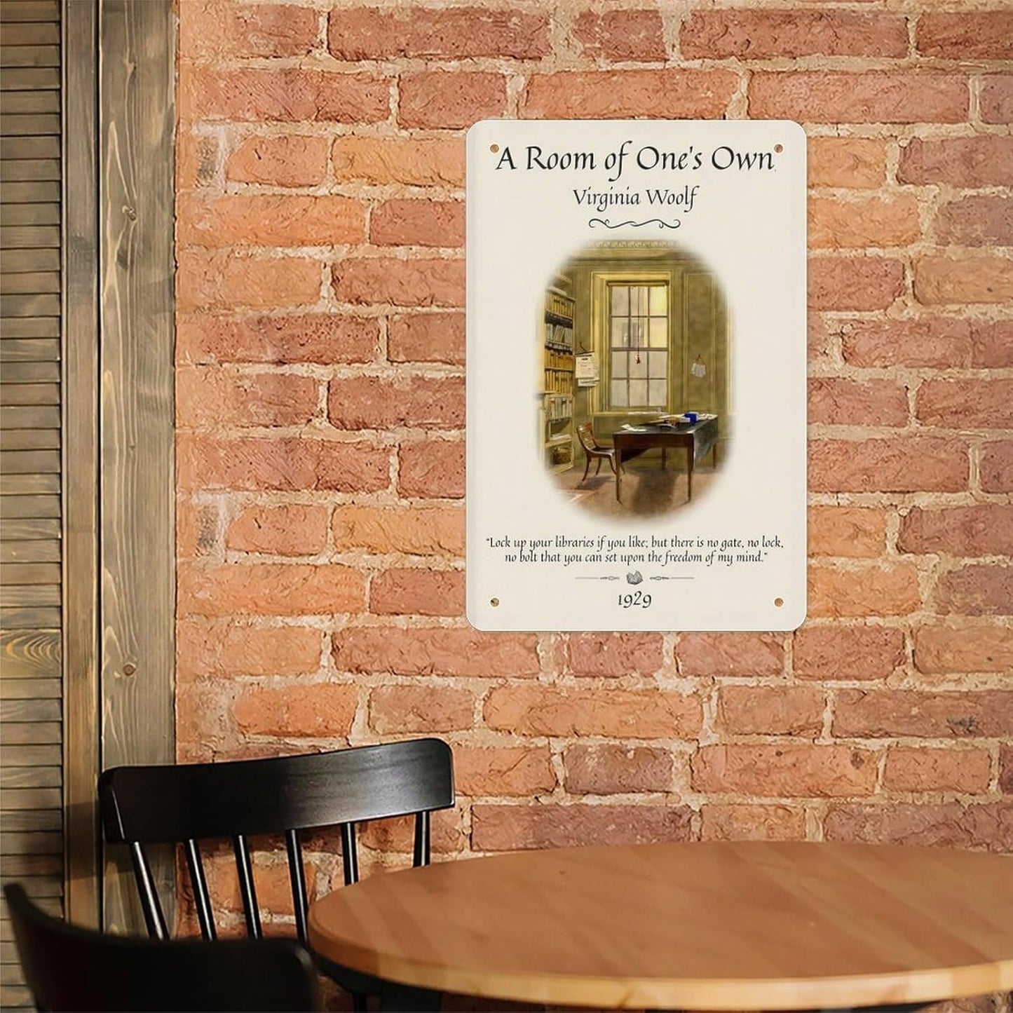 A Room Of Ones Own Virginia Woolf Metal Sign Poster 12x8 Inch Vintage Book Quote Literary Wall Art Feminist Decor Reading Nook Home Office Bedroom Study Classroom Gift