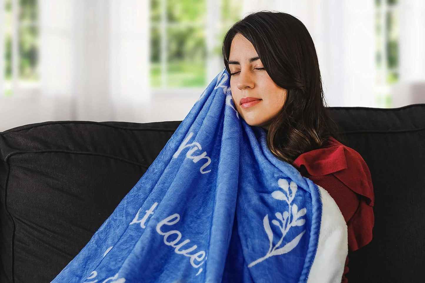 Scripture Blanket Soft Prayer Blanket with God's Love Verse from Jeremiah 31:3 - Blue 50"x65" Inspirational Bedspread - Lightweight Flannel Fleece Bible Verse