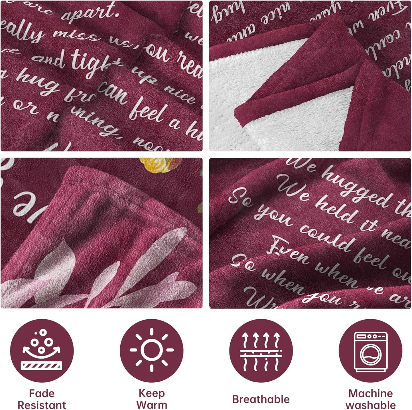 Afterprints Nana Gifts, Blanket with Flowers & Letter Print, Gifts for Nana on Birthday, for Nana from Grandkids, Soft Throw Blankets 50" x 60"