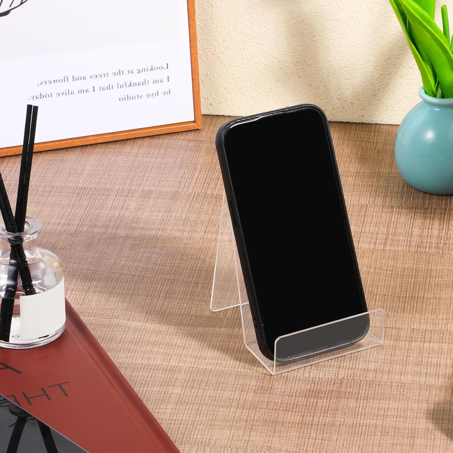 SHENLIU 20 Pack Clear Book Stand, 3x4 Inch Acrylic Easel Stand Book Display Holder, Display Stands for Album, CD, Music Sheets, Plate, Artworks, Phone, Tablet, Magazine, Postcard