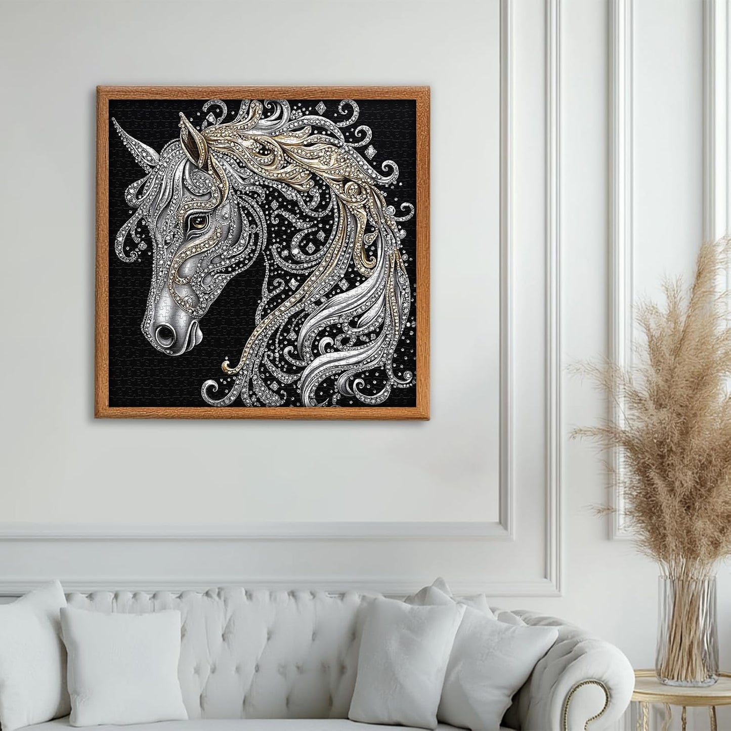 PICKFORU Horse 1000 Piece Puzzle for Adults, Diamond Horse Jigsaw Puzzles Line Art, Challenging Hard Animal Puzzle as Home Decor