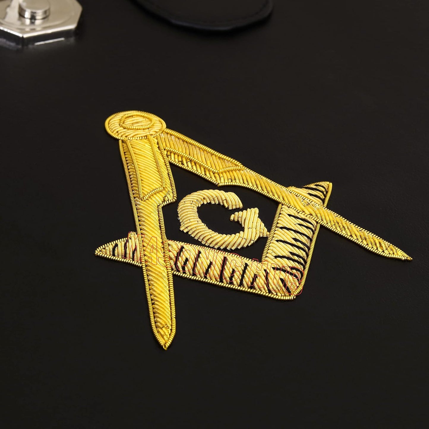 Masonic Hub Hand Embroidered Square & Compass Masonic Apron Carrying Case – Hard Sided Carrying Case with Handle, Lock & Key – Fits Master Mason Apron & Chain Collar (Black)