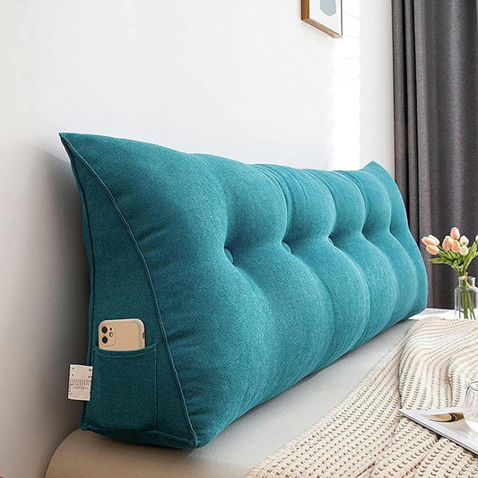 Triangular Headboard Pillow, Upholstered Headboard Cushion Washable Solid Color Bed Rest Positioning Long Support Pillow Bed Rest Pillows(Coffee,100 * 50 * 20cm)