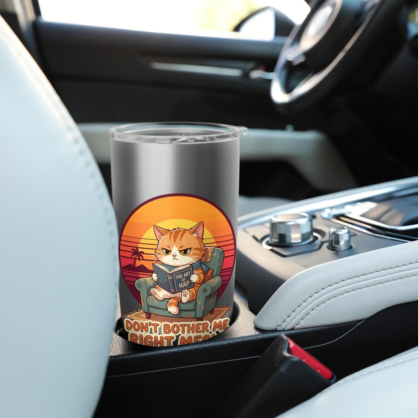 Don’t Bother Me Right Meow Reading Cat Meme Stainless Steel Insulated Tumbler