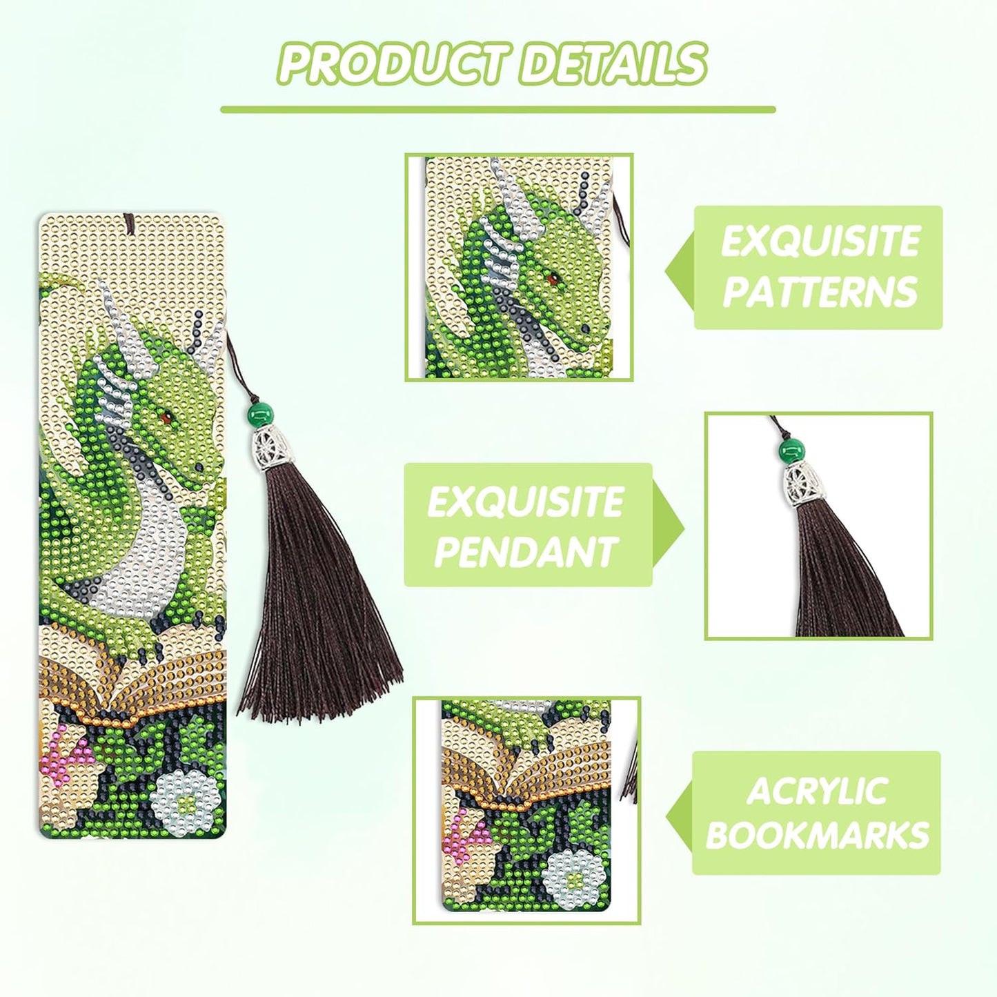 8 Pcs Dragon Sword Diamond Art Bookmarks Kit, Fantasy Diamond Painting Book Marks Kit with Tassels for Adults Beginners, DIY Bookmark Making Kit for Reading Men Boys Boook Lovers, Bookish Gifts