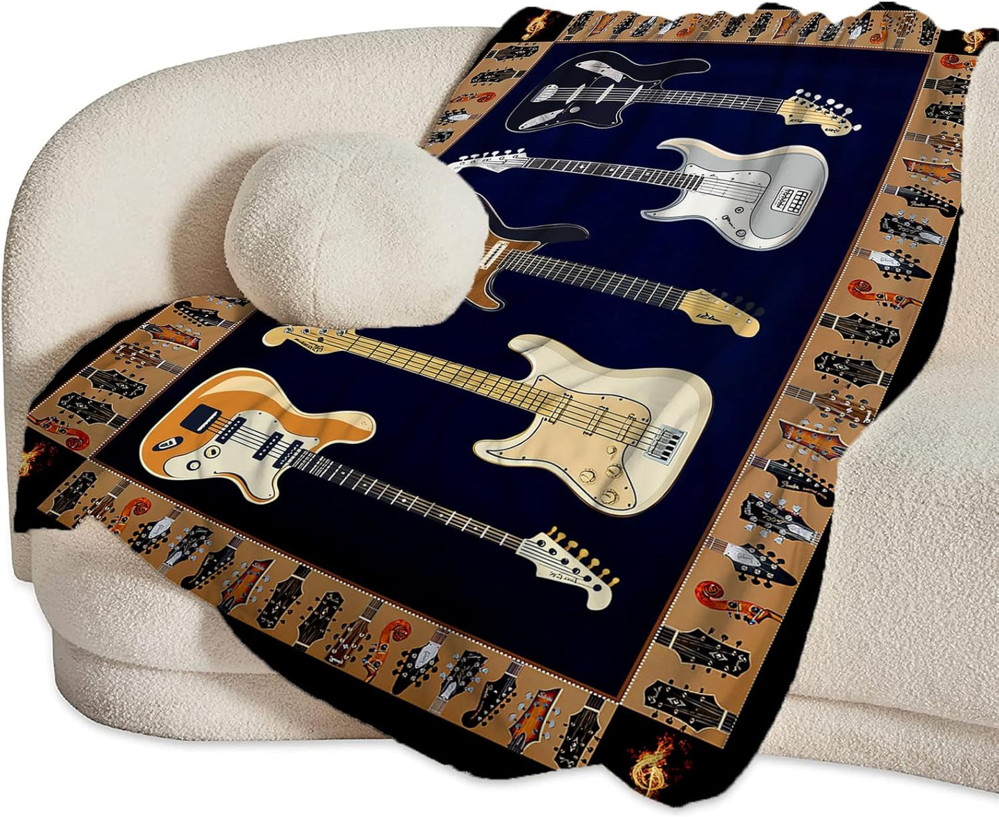 Cool Guitar Blanket Super Soft Warm Fluffy Flannel Music Throw Blanket Cozy Fuzzy Plush Bedding Blanket Gift for Boys Girls Teens Adults Couch Sofa 50"x40"
